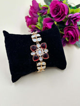 Anuja Designer Ruby And Polki Bracelet With Adjustable Chain For Ladies And Girls